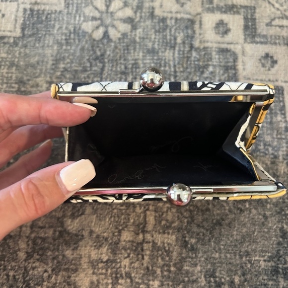 Vera Bradley Yellow and Black Floral Quilted Wallet - Picture 3 of 4